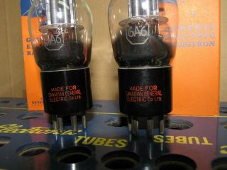 Rare Match Pair RCA Branded GE 6A6 Tube Amp Black Plate Bottom D Getter 3