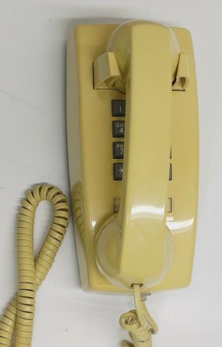 Vintage 80s At&t Corded Wall Phone Yellow Push Button Touchtone