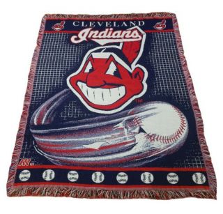 Mlb Cleveland Indians Chief Wahoo Throw Blanket Tapestry Wall Hanger 56 " X46 "