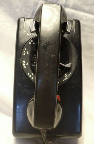 Vintage Black Bell System 554 Rotary Wall Hanging Telephone