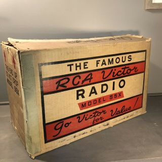 1940’s Rca Victor Model 55x Box - Great Color Graphics See Photos Usa