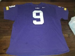 Lsu Tigers Joe Burrow 9 Nike Team Mens T - Shirt Xxl Purple Jefferson