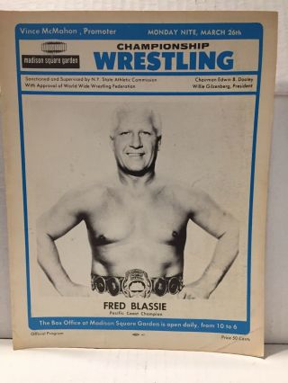 1973 Wwwf Championship Wrestling Andre The Giant Madison Square Garden Program