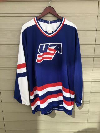 Vintage 90s Ccm Team Usa White Red Blue Made In Usa Hockey Jersey Xl
