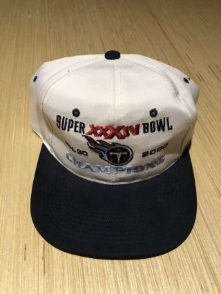 Vintage Tennessee Titans 2000 Bowl Xxxiv Champions Nfl Snapback Hat