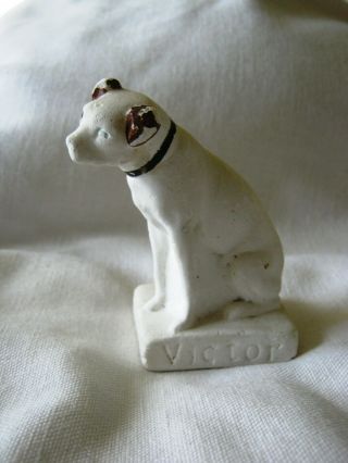 Antique 4 " Tall Nipper Rca Victor " His Masters Voice " Advertising Dog Chalkware