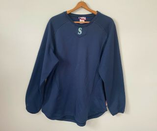 Seattle Mariners Majestic Therma Base Authentic Mlb Pullover Warm Up Shirt Large