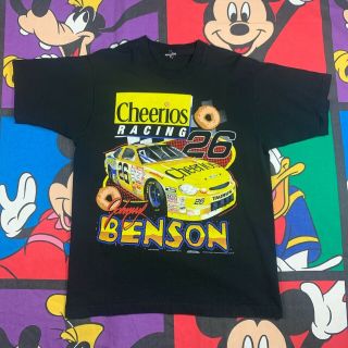 Vintage Johnny Benson 26 Cheerios Racing Nascar 90’s Yellow T Shirt Size Large
