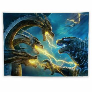 Godzilla & 3 Headed Dragon 60x50 Wall Hanging Tapestry - Blanket Throw