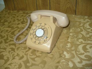 Vintage Bell System Rotary Dial Telephone Western Electric At&t Beige Desk Phone