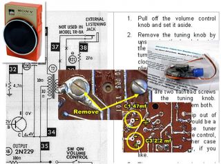 Sony TR - 610 Transistor Radio Electrolytic Recap Parts and Color Instructions 2