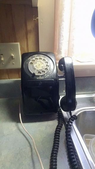 Vintage Gte Automatic Electric Black Rotary Wall Phone