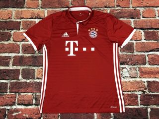 Official Adidas Bayern Munich Jersey Authentic Red Collard Polo Jersey Adult L