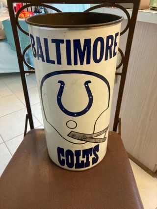 Vintage Metal Baltimore Colts Trash Can P&k Products