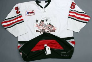 Vintage Michigan Ice Dogs Cshl Game Worn Fight Strap Hockey Jersey Mens 2xl