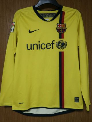 Fc Barcelona 100 Jersey Shirt 2008 - 2009 Away S Ls