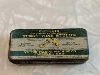 Vintage Antique Victor Talking Machine Phonograph Victrola Needle Metal Tin