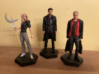 Rare Uk Import Eaglemoss Painted Lead Figures Set Of 3 - Buffy Angel & Spike
