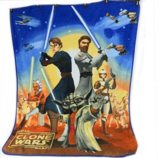 Star Wars The Clone Wars Fleece Throw Blanket 57 " Long X 46 " Colorful