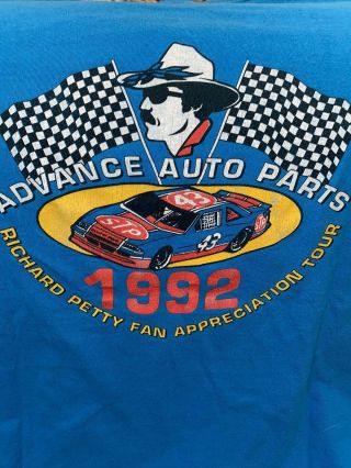 Vtg Nascar 1992 Richard Petty Fan Appreciation Tour T - Shirt Xl Blue Racing