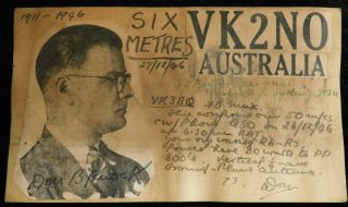 1946 Radio Qsl Card - Vk2no - Waverley,  Nsw,  Australia - Ham Radio
