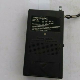 RARE Vintage Realistic AM FM Transistor Pocket Radio 12 - 724 Great Shape 2