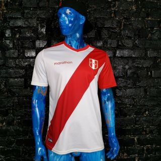 Peru Team Jersey Home Shirt 2019 - 2020 White Red Marathon Trikot Mens Size Xl