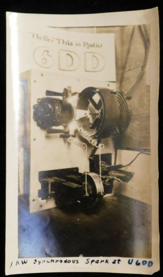 1924 Rare Ham Radio Station Real Photo 1 Kw Synchronus Spark @ U6dd