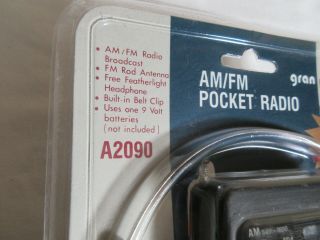 Gran Prix A2090 AM/FM Deluxe Pocket Portable Radio w/ Headphone Set Vintage 3