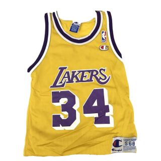 Vintage Champion Shaquille O’neal La Lakers Nba Youth Jersey Size S 6 - 8