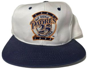 San Diego Padres 25th Anniversary 90’s Mlb White Snapback Hat Baseball Cap