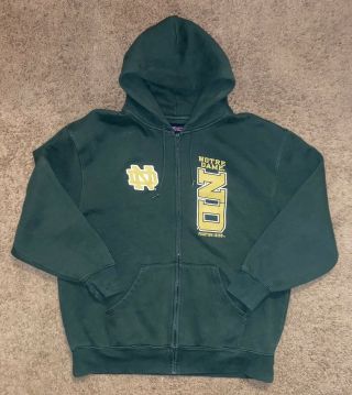 Vintage Jansport Notre Dame Zip Up Hoodie Sweatshirt Men’s Size Xl
