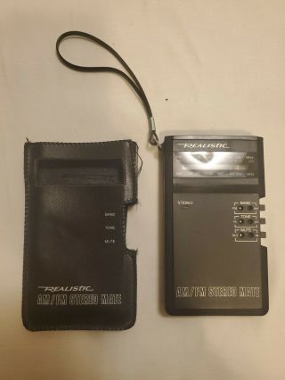 Rare 1982 - 1985 Radio Shack Realistic Model 12 - 113 Am/fm Stereo Mate W/ Case