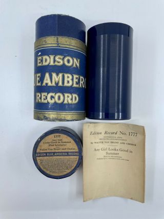 Edison Blue Amberol Cylinder 1777 “any Girl Looks Good In Summer”