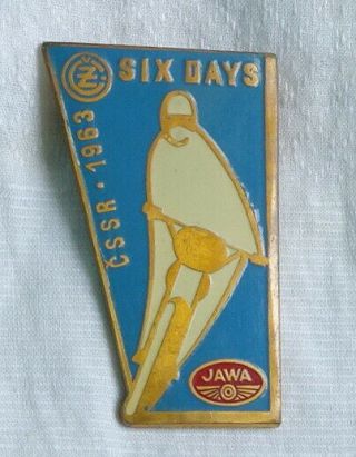 1963 Fim Six Days Enduro Motorcycle Pin Badge Xxl Jawa Cz Isde Isdt