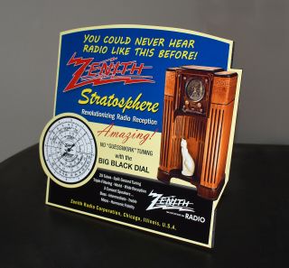 Zenith Radio Stratosphere Stand Up Ad Sign