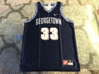 Georgetown Hoyas 33 Patrick Ewing Blue Jersey Adult Medium Nike Vintage