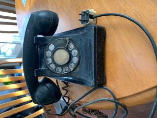 Black Bell System Rotary Dial Telephone Western Electric F - 1 Desk - Vintage