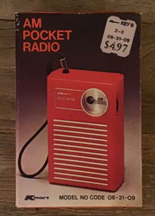 Vintage Kmart Solid State Model 06 - 31 - 09 Portable Am Pocket Radio