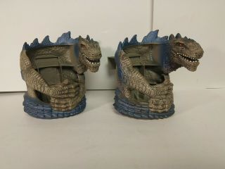 2 Vintage Toho Co 1998 Godzilla Cup Holder Taco Bell Collectible Promo