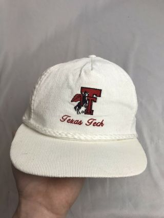 Vintage Texas Tech Red Raiders Snapback Hat Cap Rare Corduroy College 90s Ncaa