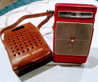 Vintage Channel Master Red Transistor Radio Model 6509,  Box