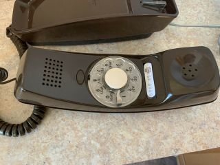 Vintage Gte Chocolate Brown Trimline Rotary Telephone - Dated 1979