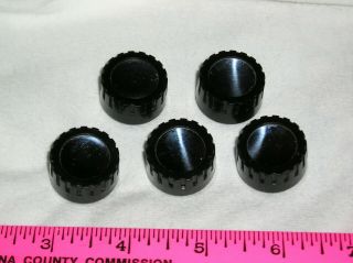 5 Ex Black Plastic Knobs With Chrome Inserts For 1/8 Inch Shaft