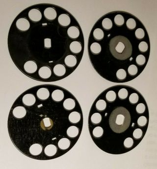 4 Western Electric Finger Wheels 2 Brass 2 Metal For Candle Stick Telephoneold