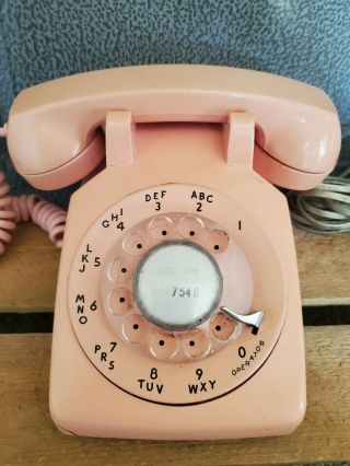 Pink Rotary Desk Phone Vintage Western Electric 500 Bell System Telephone 11 - 65