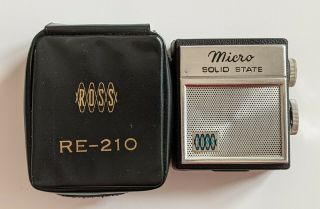 Vintage Aa Battery Ross Micro Solid State Radio,  Model Re - 210 W/case 3 "