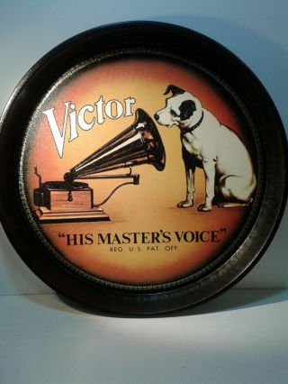 Vintage Bristol Ware Rca Victor " His Masters Voice " Round Tin Serving Tray 12 "