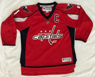 Reebok Alex Ovechkin Youth L / XL Washington Capitals NHL Hockey Jersey Red 8 2