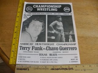 1975 Wrestling Poster/program Olympic Auditorium Terry Funk Chavo Guerrero